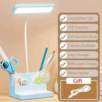 Lampă de masă cu LED fără Trepte de Reglaj Lampa de Birou Cu Pix de Stocare de Protecție a Ochilor Studiu Copii Usb Lumina pentru Citit cu LED-uri Lămpi de Noptieră