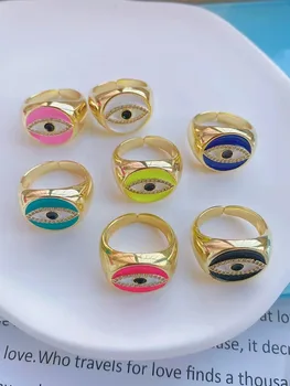 10buc Europene de Moda Bijuterii de Mireasă Placare cu Aur Ochii Inele de Cristal de Zirconiu Colorate Ulei Picurare Ochi Inel Pentru Fetita