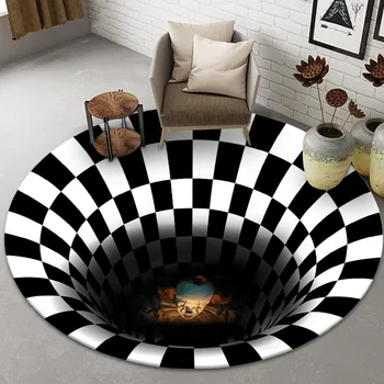 Dormitor Covoare Alb Negru Grila de Imprimare 3D Iluzie Vortex Gaură fără Fund Covoare Pentru camera de zi de Decorare Acasă Covoare