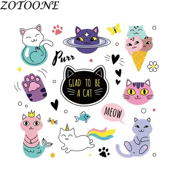 ZOTOONE Diy Patch-uri de Animale Drăguț Personalizate Cat de Patch-uri de Fier pe Patch-uri pentru Haine Personalizate Inima Transferuri Patch Haine pentru Copii E