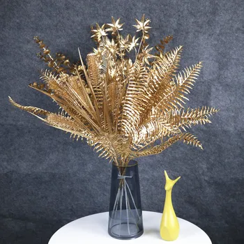 50-70cm Artificiale de Aur Frunze de Palmier de Nunta Deco Accesorii din Plastic de Crăciun Coroană de Frunze de Fals Argint Plante Casa de Decorare