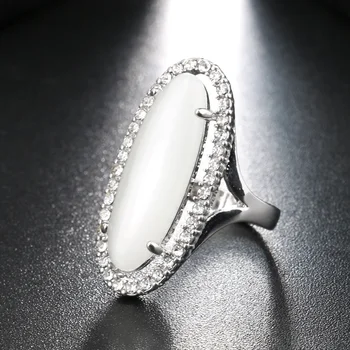 2020 Mare De Moda Alb Opal Piatră De Inel Vintage Din Argint Culoare Cristal Inele De Nunta Pentru Femei Accesorii