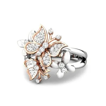 CHAMSS a Crescut de Aur Fluture Cristal Zircon Ring Moda Personalizate de Logodna de sex Feminin