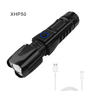 Multifuncțional LED Lanterna USB Reincarcabila cu Zoom Lanterna Lumina de Afișare Putere Ciocan de Siguranță în aer liber Camping Pescuit MC889