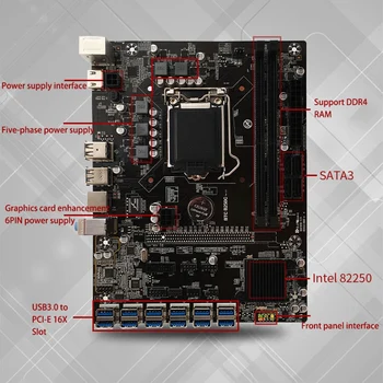 B250 BTC12P Masina de Minerit Placa de baza Pcie 12XUSB Multi-placă Grafică LGA1151 DDR4 RAM SATA Miniere Placa de baza Calculator