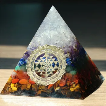 Chips-uri chakela șapte chakra Ogan piramida de cristal colorate pietre semipretioase rășină de vindecare pentru Decor Acasă