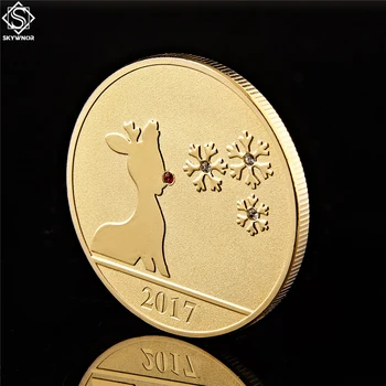 2017 Crăciun Fericit om de Zăpadă și Cerb de Aur Token Colectie de Monede Decorative Cadouri