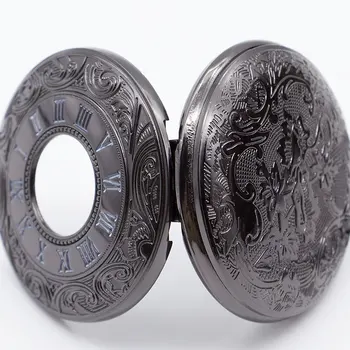 Vintage Rotund Dial Cuarț Mici, Ceasuri de Buzunar Roman Scară Ceas de Buzunar Dublu de Afișare Ceas de Buzunar cu Lanț de Femeie-1 buc
