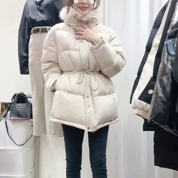 Jos jacheta femei scurta 2020 nou stil blană de miel cu guler gros de moda de iarnă caldă 90% alb rață jos jacheta