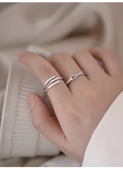 Sterling argint bijuterii cu multi-strat întrețesut inel de lux combinație coada ring stras inel pentru femei cadouri de partid