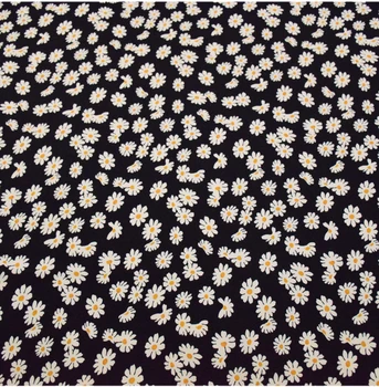 145 cm Lățime Moda Negru Mic Florale Imprimate Tesatura de Poliester Pentru Femeie Fata Rochie Lunga Bluza Pantaloni DIY de Cusut