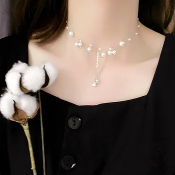 Noua Moda Pearl Intermitent Diamant Colier Ciucure pentru Femei de Lux Colier Guler pentru Femei Lanț de Gât Cravată 2021Trend Bijuterii