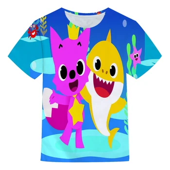 Noua Vara Fierbinte Baieti Haine Copii Tricou 3D Rechin de Imprimare de Desene animate pentru Copii Haine Tee Animale Fete T-Shirt Toddler Topuri 4T -14T