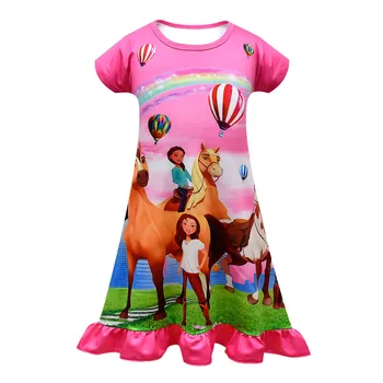 Disney Spiritul De Echitatie Gratuit Rochie Pentru Fete Cal Balon Cu Aer Cald Model Cu Maneci Scurte Pentru Copii Haine Rochii Copii Pijamale