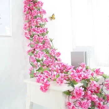 2.3 M Artificiale Flori de Cires Floare de Nunta Ghirlandă de Iederă Decor Fals Mătase Flori de Viță de vie pentru Petrecerea Arc Decor Acasă String