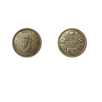 India 1 Rupee 1941 - 1945 Argint Placat cu Copia Monede ÎN(13)