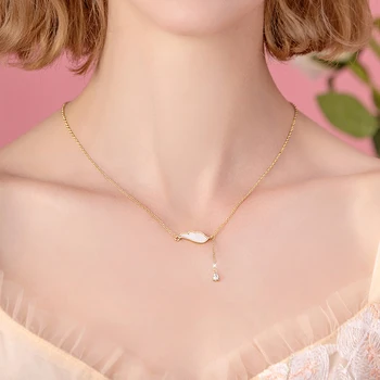Noul Design Popular de 14K Aur Adevărat Aripi de Înger Pandantiv Lanț Colier pentru Femei Bijuterii de Fată AAA Zircon Cravată Petrecere de Aniversare Cadou