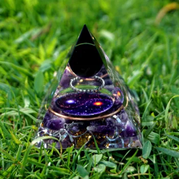 Seria Galaxy Piramide Orgonice Obsidian Sferă de Cristal cu Ametist Natural Piatra de Cristal Rășină Joasa vindecări