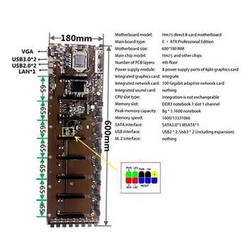 B75 BTC Mining Placa de baza 8 PCI-E placa Grafica Slot 65mm LGA 1155 memorie RAM DDR3 SATA3.0 USB3.0 Placa de baza cu CPU I3 2100