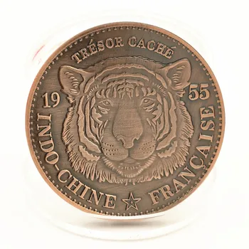 1955 Tigru Indo-chine Francaise 1955 Collectioble Cupru Placat cu Suveniruri Monede de Colecție Cadou Monedă Comemorativă