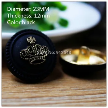 15418173,10 buc,23mm Negru si aur Clasic de moda Coroana nasturi metalici, manual DIY materiale, accesorii de Îmbrăcăminte