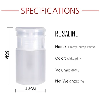 ROSALIND 1BUC Gol a Pompei de Sticlă de Unghii de Plastic Gol lac de Unghii Pompa Clar Sticlă UV unghii Gel cleaner Remover Sticlă Goală