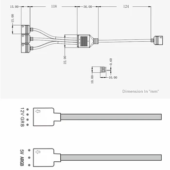30cm Alb Cablu de Extensie MOD Interfață 5V3PIN 12V4PIN Extender Apă Cooler Placa de baza Personalizat AURA Splitter PVC Linie RGB Hub