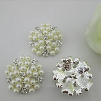 (BT270 40mm)5pcs Mare Diamant Floare Ivory Pearl Stras Butoane DIY Meșteșug