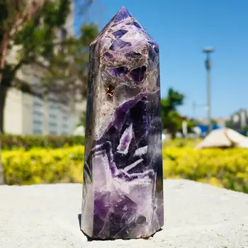 Natural de Vis ametist obelisc cristal de cuarț bagheta punct de vindecare
