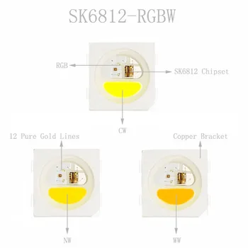 SK6812 RGBW Led Strip Lumină 4 în 1 Similare WS2812B 30/60/144Leds/Pixeli/m Individuale Adresabile IC Led IP30/IP65/IP67 DC5