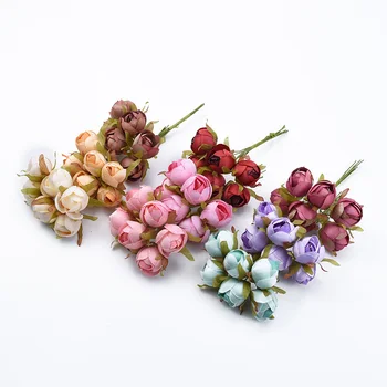 6PCS Nunta Flori Decorative Coroane de Crăciun Acasă Decorare Accesorii Cadouri Diy Cutie de Ceai de Mătase Boboc de Trandafir Flori Artificiale