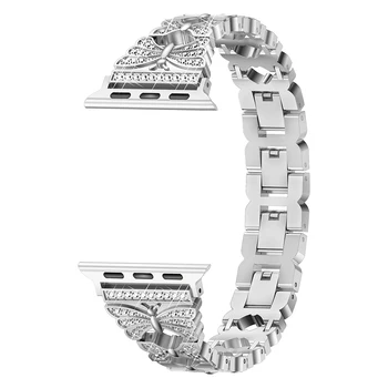 Bratara pentru Apple Watch Band iWatch SE 7 6 5 4 3 Ușor Reglabil Femei Bijuterii Bling Nou Curea Curea din Metal Argintiu
