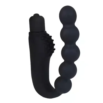 Moonuo Siliciu Negru Anal Plug Trage Margele Inel Vibrator de Masaj Wireless de Încărcare USB rezistent la apa de sex Masculin Masturbator Jucarii Sexuale