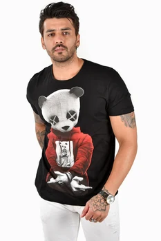 DeepSEA Panda Imprimat Cu Maneci Scurte Bărbați 'S T-Camasa Slim Fit Tesatura Poplin De Bumbac Lycra De Înaltă Calitate Casual Primavara-Vara 2102074