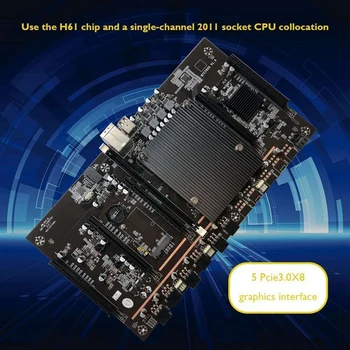 X79 H61 BTC Mining Placa de baza cu 5X6Pin la Dual 8pini prin Cablu 5X PCI-E 8X LGA 2011 DDR3 Suport 3060 3080 GPU pentru BTC