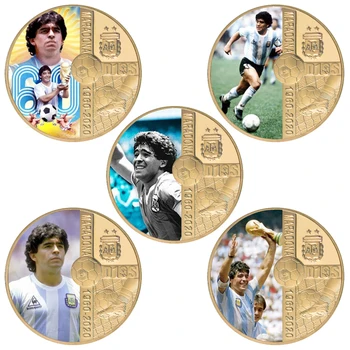 1960-2020 PAR Diego Maradona Placat cu Aur Monedă Comemorativă Set cu Suportul Monede de Fotbal Provocare Monede Suvenir Cadou pentru El