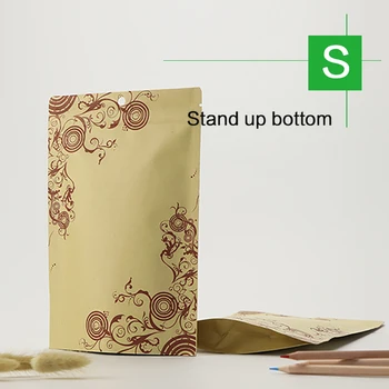 Stand up pungi cu fermoar hârtie kraft maro sac de blocare zip cu imprimare personalizate cafea, ceai gustare ambalaje alimentare saci