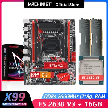 Mașinist X99 Placa de baza LGA 2011-3 Set Kit Intel Xeon E5 2630 V3 CPU Procesor DDR4 2 buc*8G= 16GB 2666MHz Memorie RAM X99-RS9